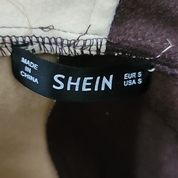 Shein Women's Brown and Tan Two Tone Belted Coat Sz Small - Picture 9 of 10